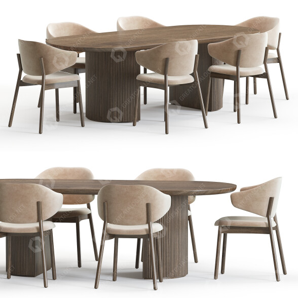 Table and Chairs Gubi Holly Home and Moon 3D model