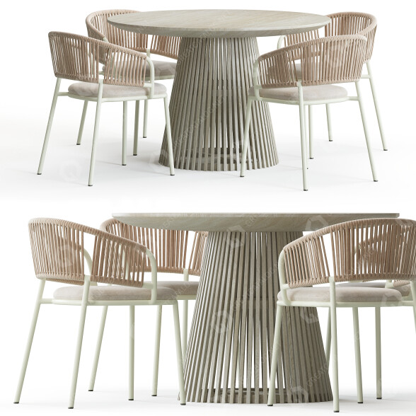 Mesa y sillas Kave Home Mate Outdoor and Jeanette Modelo 3D
