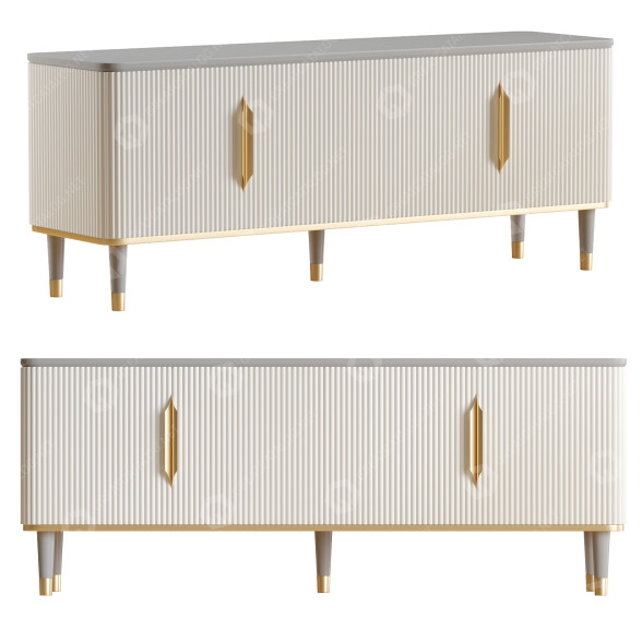 ТВ тумба Homary Off White Contemporary 4 Doors 3D модель