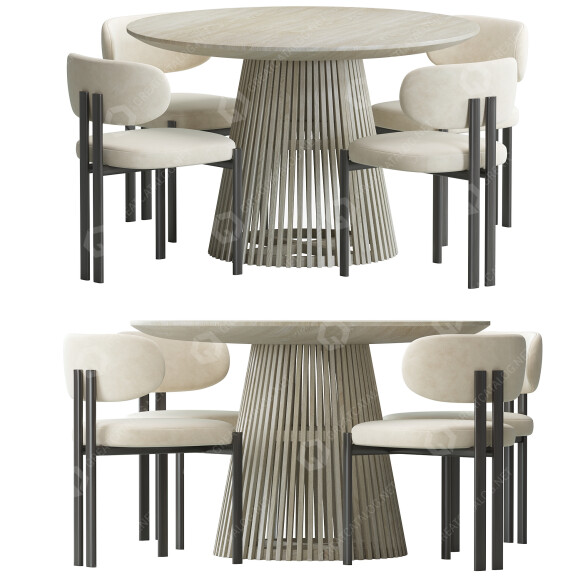 Mesa y sillas Kave Home Bay and Jeanette Round Dining Modelo 3D