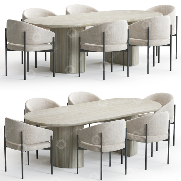 Table and Chairs Gubi Solana and Moon 3D model