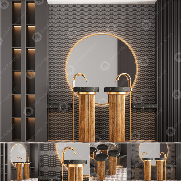 Bathroom Furniture Set 01 3D model