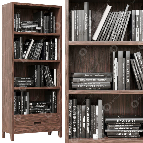 Estantería Set of Black Design Books Modelo 3D