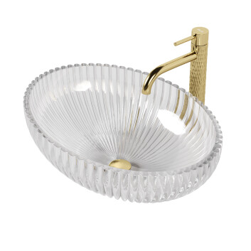 Washbasin and Faucet Rea Lungo ART L Gold