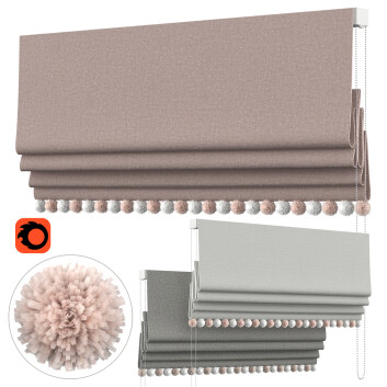 Римські штори Blush with Pompoms 3D модель