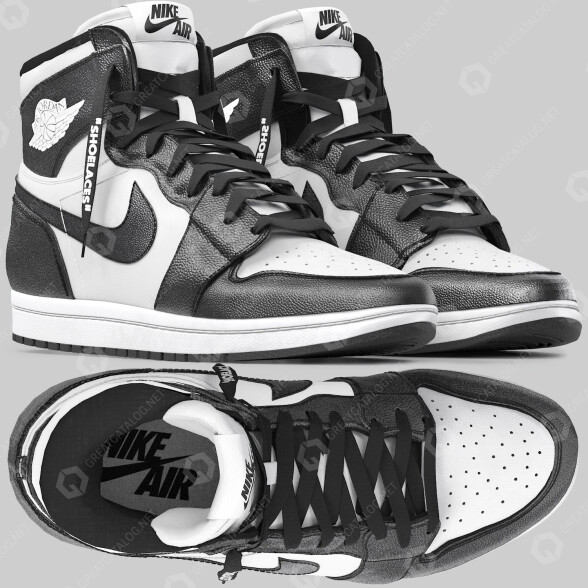 Взуття Nike Black and White Air Jordan 1 Retro 3D модель