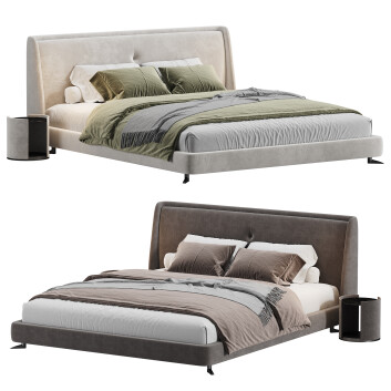 Кровать и тумбочки  Minotti Spencer 3D модель