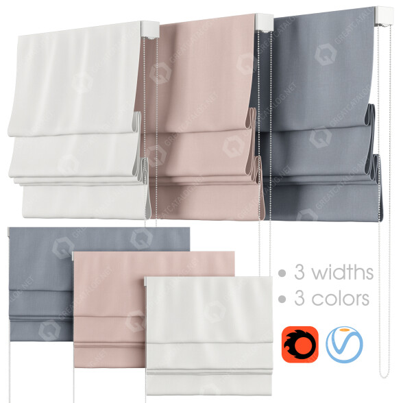 Römische Vorhänge Pottery Barn Cotton Linen Blackout 3D-Modell