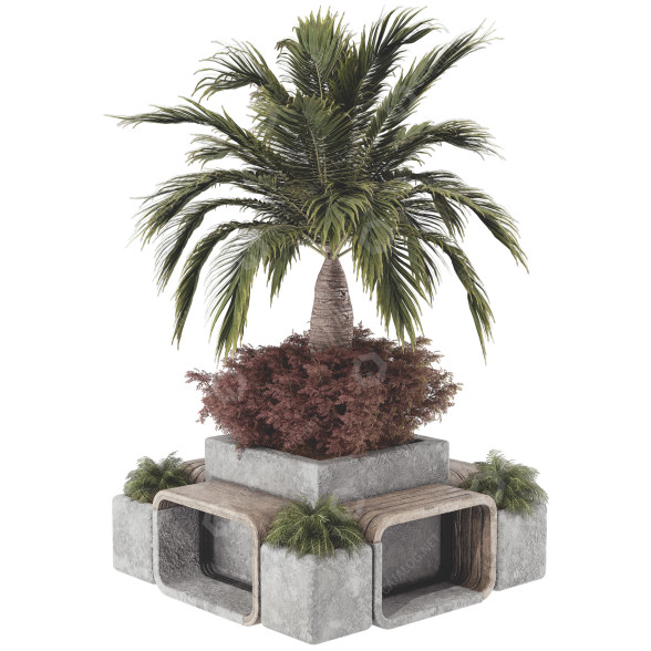 Plants and Benches Collection Set 86 3D model