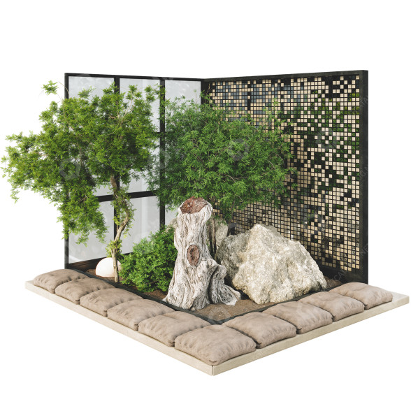 Pflanzen und Bänke Sammlung Set 92 3D-Modell