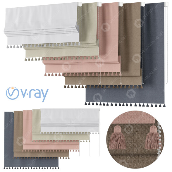 Римські штори Tassel Edge 3D модель
