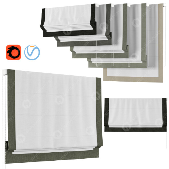 Римські штори Border Chevalle Design Flat Linen by Loganova 3D модель