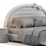 Кровать и тумбочки Litfad White Upholstered Panel - Leo.Render
