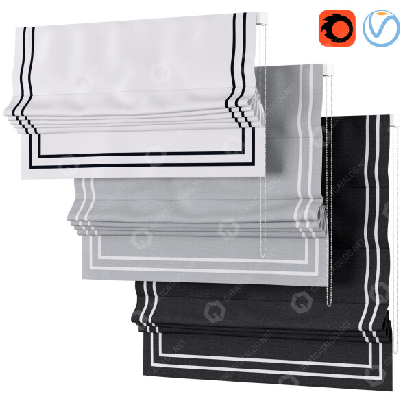 Zasłony rzymskie Linen Blend Flat Shades Double Ribbon model 3D