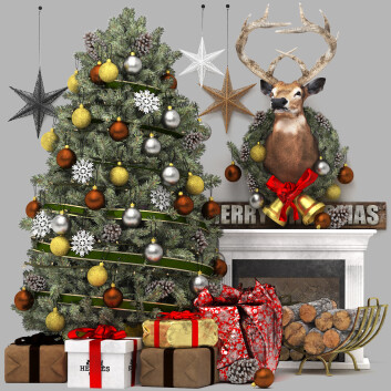 Декор Christmas Tree with Fireplace 3D модель