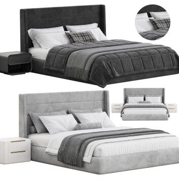 Bed and Bedside Tables  High Fashion Home Group Emmit Bed 3D model