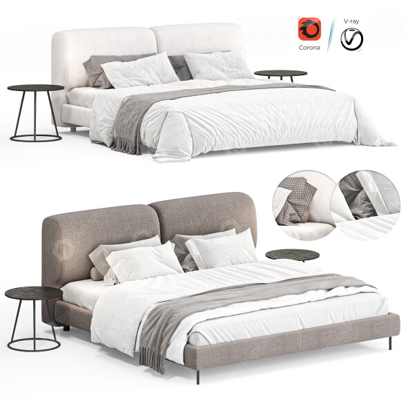 Cama y mesitas de noche Paola Zani Igea Modelo 3D