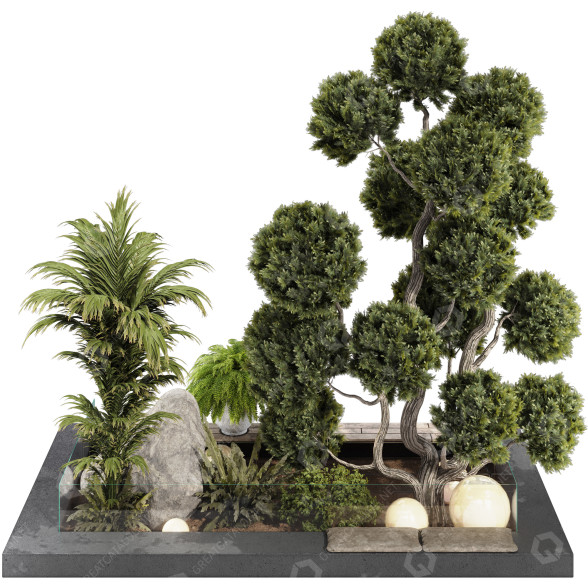 Plantas y banco Conjunto de Colección 143 Modelo 3D