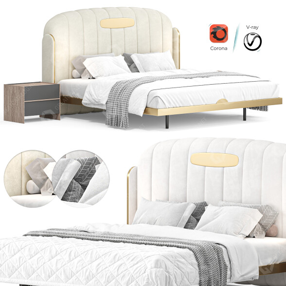 Cama y mesitas de noche Homary Modern Floating Faux Modelo 3D