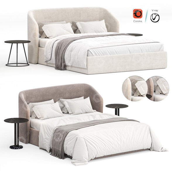 Bett und Nachttischchen Stylish Club Fortune 3D-Modell