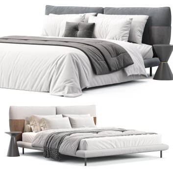 Camas y Mesitas de Noche  Bonaldo Blend Modelo 3D