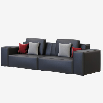 Диван  Litfad Modern Black Leather Square Arm 3D модель