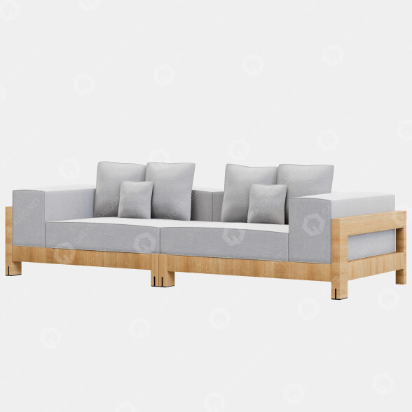 Sofa Minotti Alison Iroko Nature model 3D