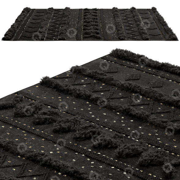 Dywan nuLOOM Black Wool Raised Geometric Shag model 3D