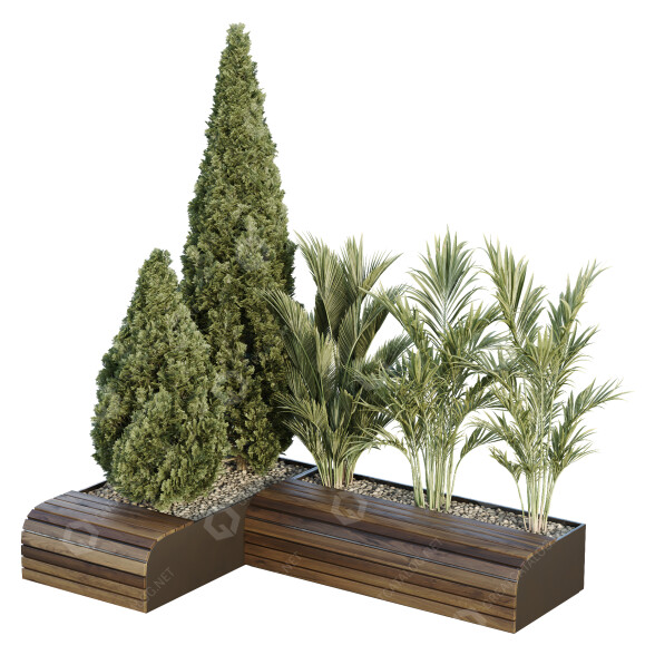Rośliny i ławka HQ Garden Box Outdoor Vol 39 model 3D