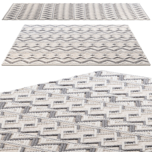 Килим Pirlo Handmade Geometric Boho Wool Area 3D модель
