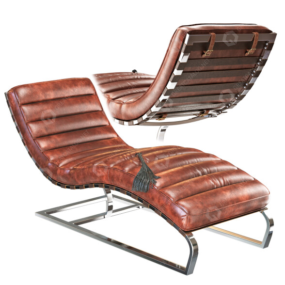 Chaise Longue Modern Chestnut Chrome 3D-Modell