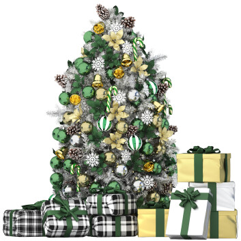 Christmas Tree with Green Ornaments 3D модель