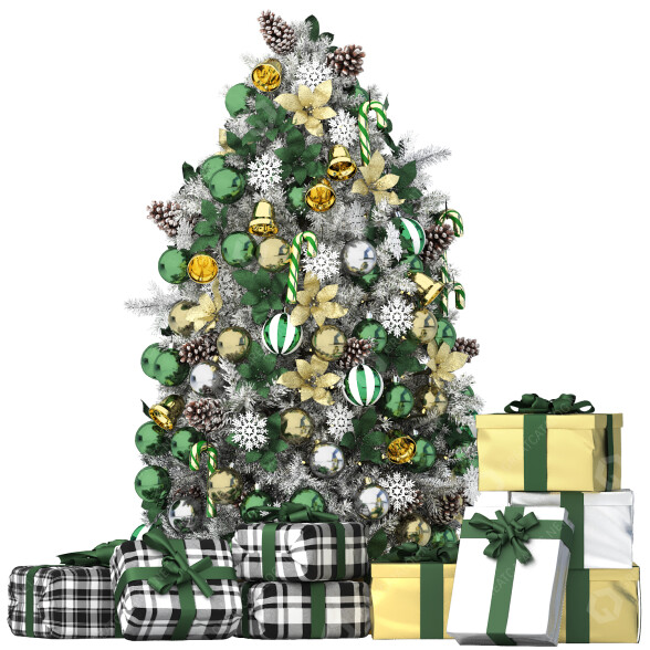 Декор Christmas Tree with Green Ornaments 3D модель