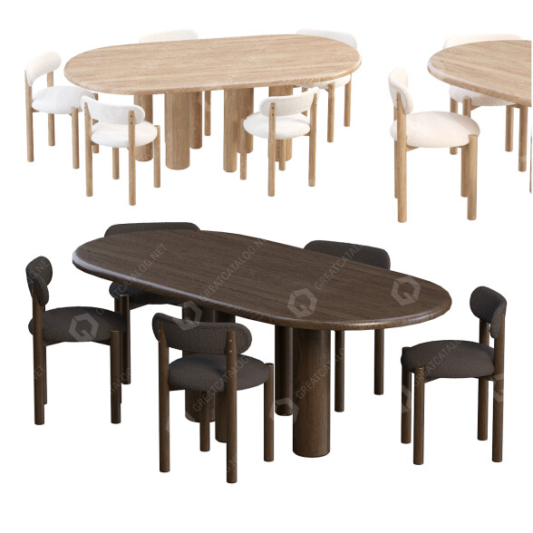 Tisch und Stühle Kave Home Mailen and Nebai 3D-Modell