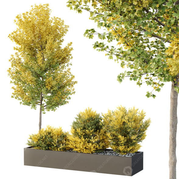 Árbol y arbustos HQ Caja de Jardín Exterior Volumen 42 Modelo 3D