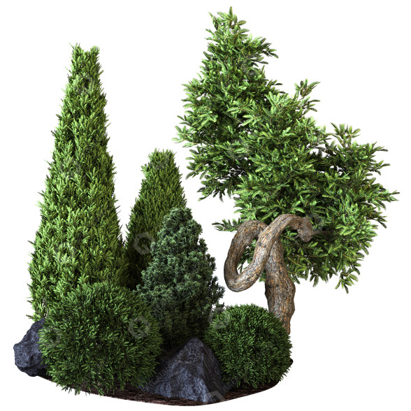 Arboles y arbustos Conjunto Exterior Vol 22 Modelo 3D