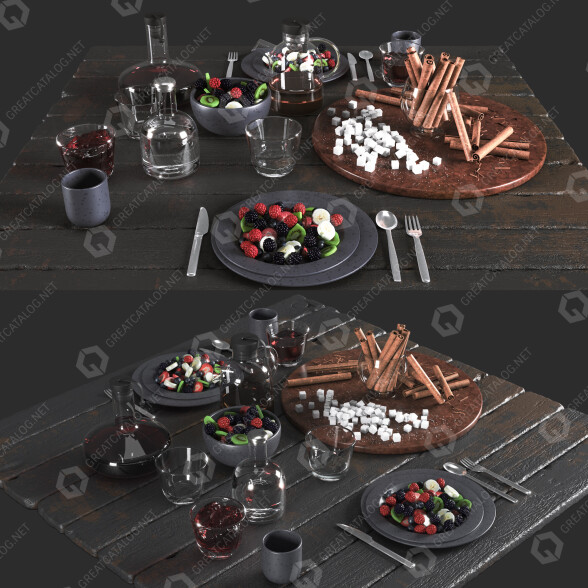 Сервірований стіл Setting in Black Colors 3D модель