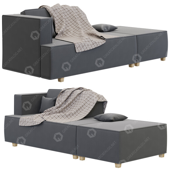Sofa and Ottoman Litfad Scandinavian Wool Seats 2 3D model