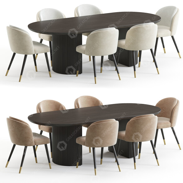 Table and Chairs Gubi Moon and Shepard 3D model