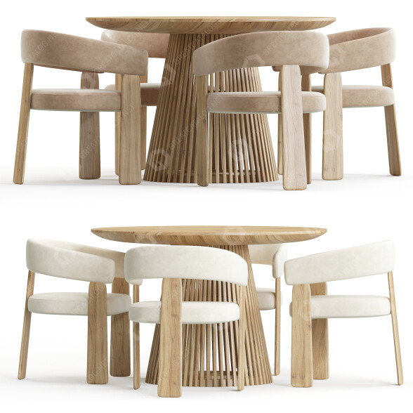 Table et chaises Andreu World Oru and Jeanette Round by La Forma modèle 3D