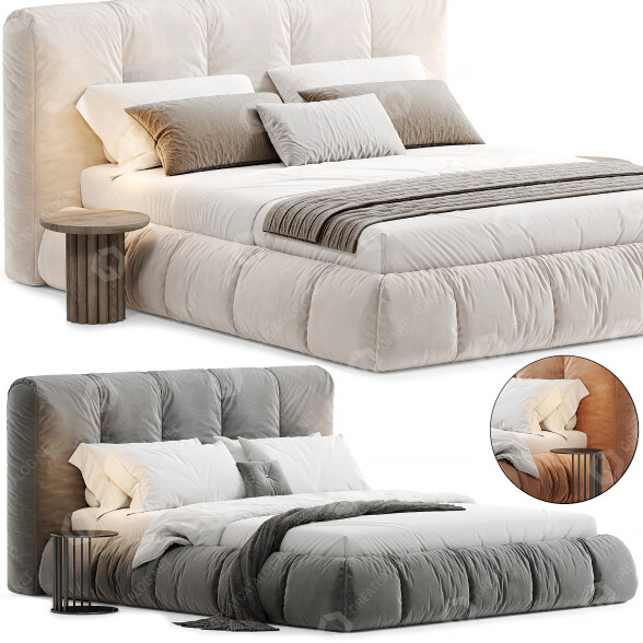 Camas y Mesitas de Noche Casaspace Almonzo Modern Upholstered King Size Modelo 3D