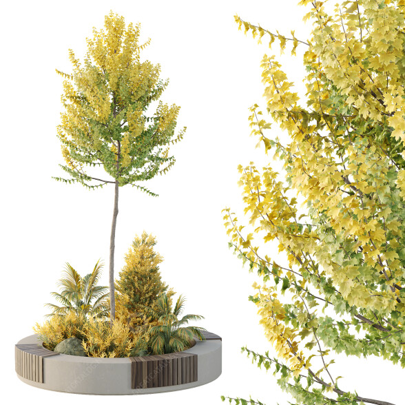 Plantas y banco HQ Conjunto de entorno urbano 20 Modelo 3D
