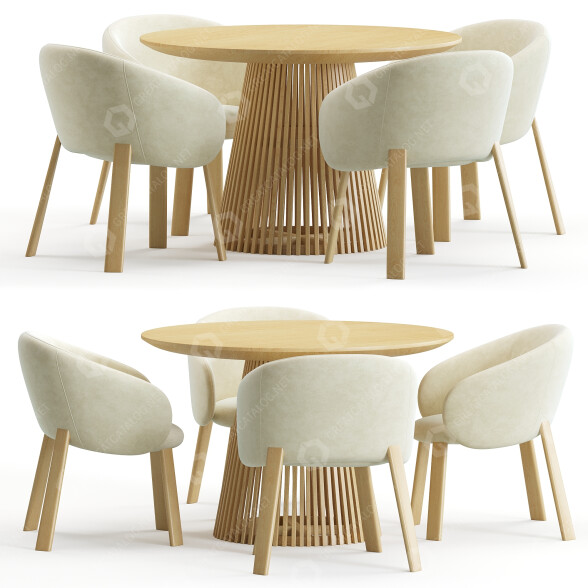 Table et chaises Miniforms Nebula and Jeanette Round by La Forma modèle 3D