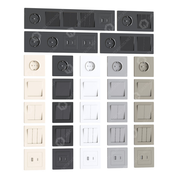 Електрофурнітура Sockets & Switches 5 Colors 3D модель