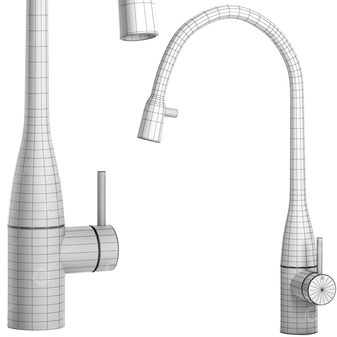 Faucet KWC Eve Lever Pull Out Aerator Covered 3D model