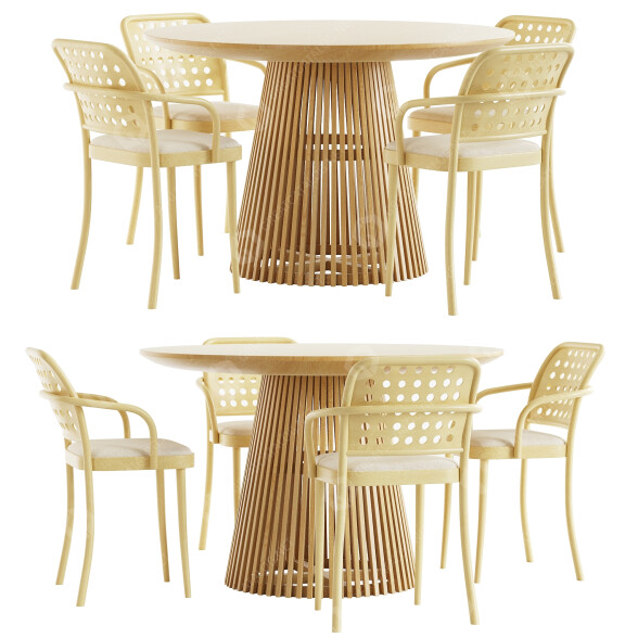 Стол и стулья Kave Home Jeanette and 822 3D модель