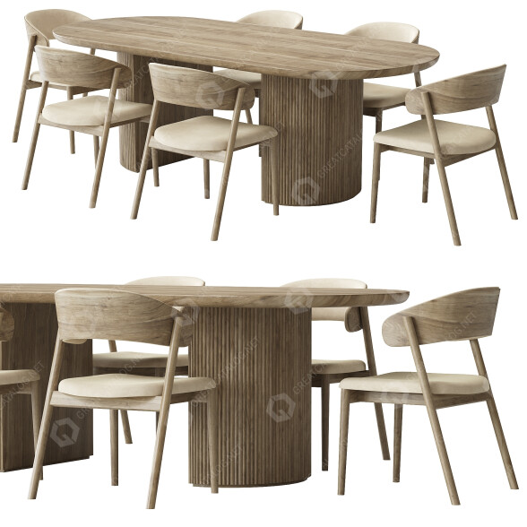 Stół i krzesła Gubi Moon and Siena model 3D