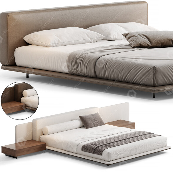 Ліжко та тумбочки Minotti Horizonte 3D модель