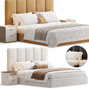 Bed and Bedside Tables  High Fashion Home Palani 3D model