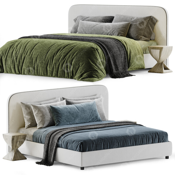 Bett und Nachttischchen Wittmann Metis Soft 3D-Modell